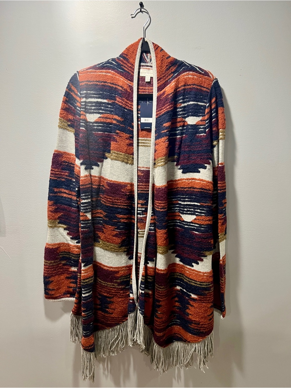 Lucky Brand Aztec Open Front Drape Cardigan NWT - Picture 2 of 7